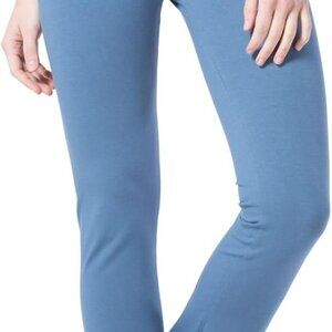 Women's Ecofabric Blue Casual Mid Rise Straight Leg Yoga Pants, Slim Fit